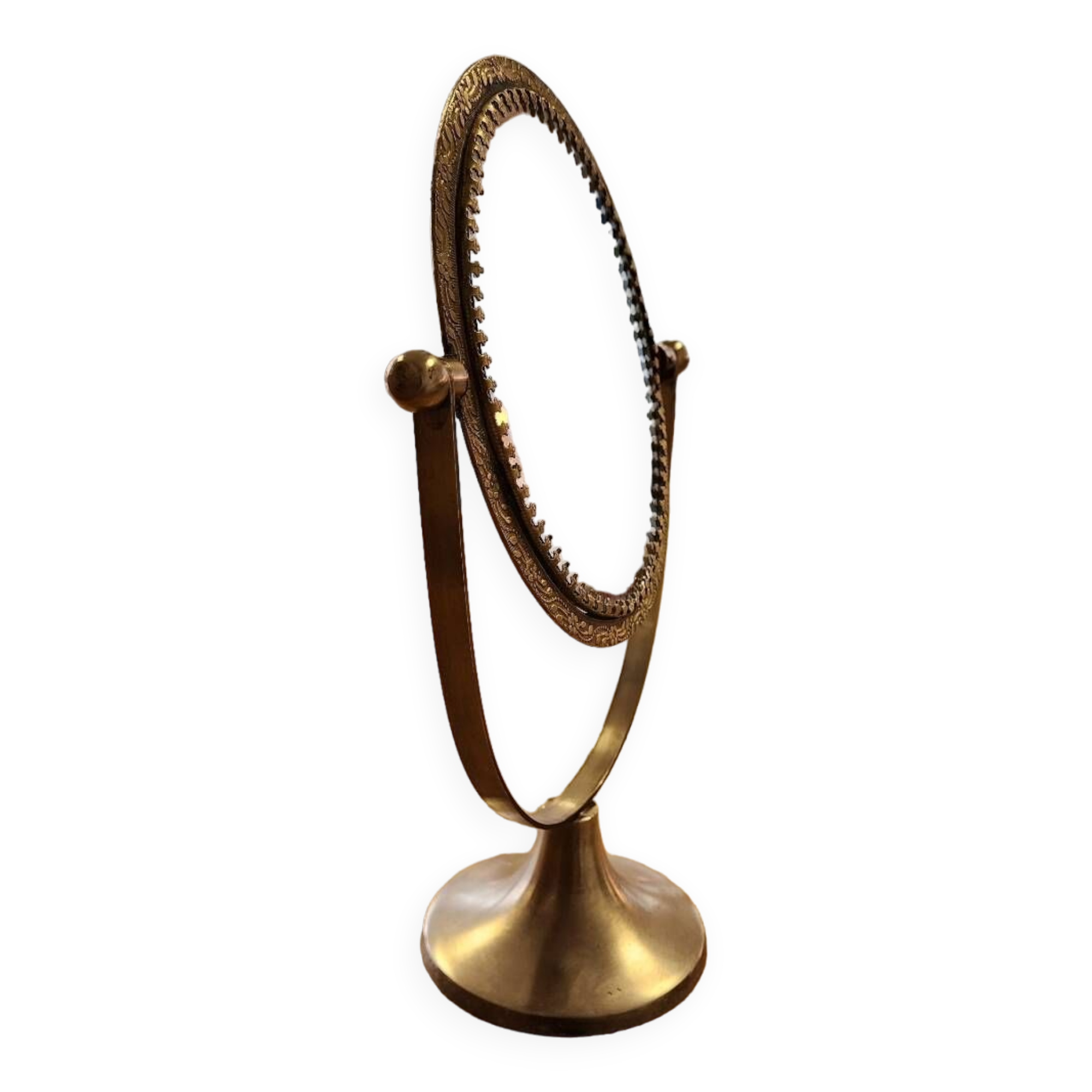 Brass standing mirror