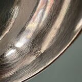 Large old ladle in silver metal, medallion baguette model
