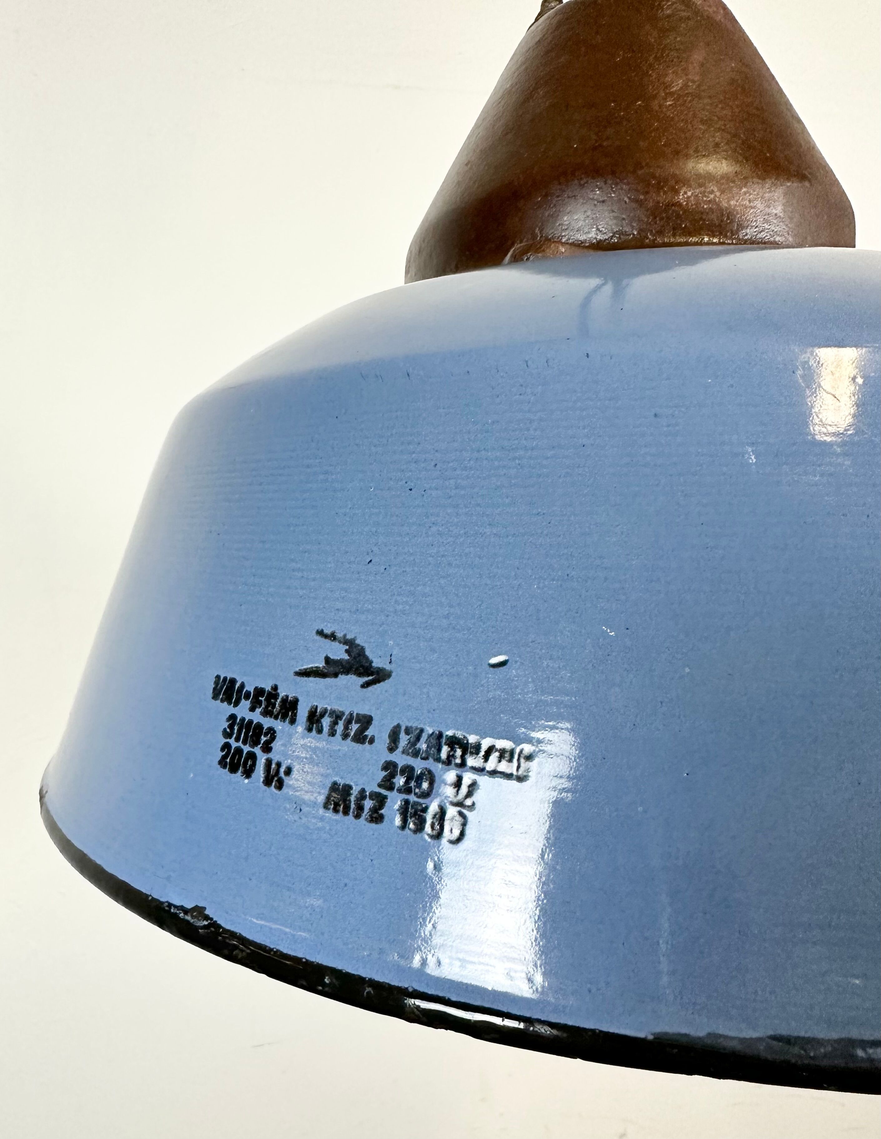 Industrial Blue Enamel and Cast Iron Pendant Light, 1960s