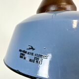 Industrial Blue Enamel and Cast Iron Pendant Light, 1960s
