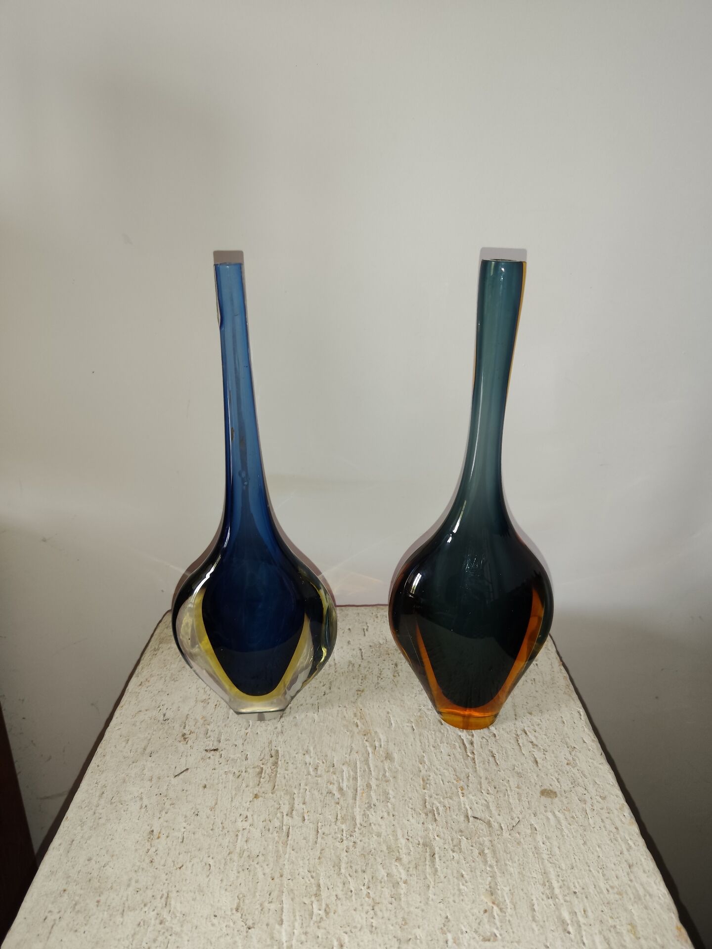 Vase x2 glass Sommerso Murano Italy