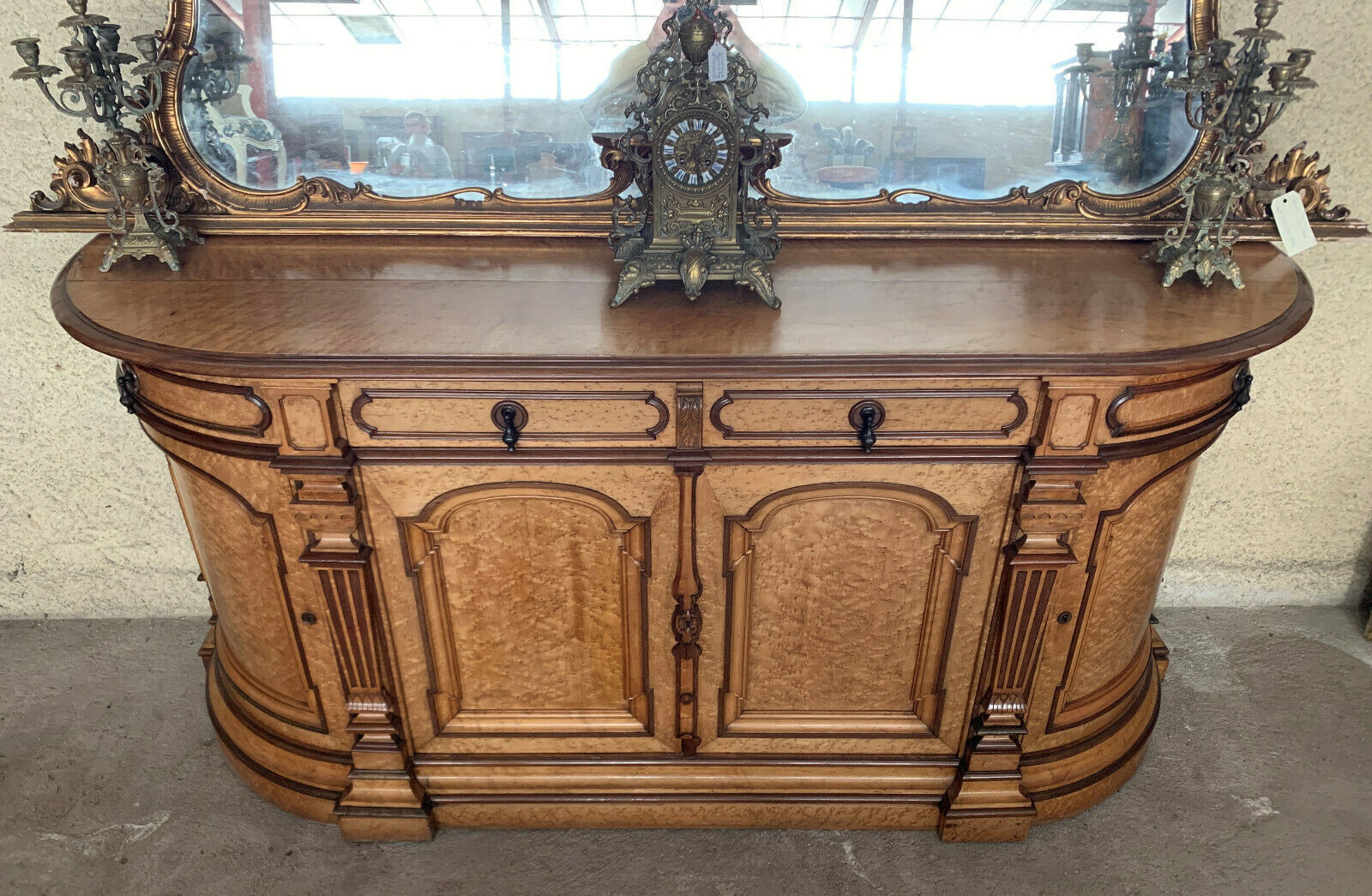 Half-moon shaped row sideboard napoleon iii era in speckled maple