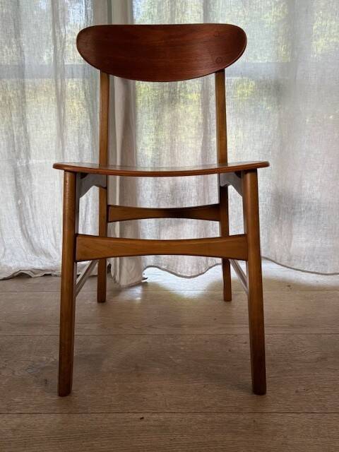 5 beech and teak chairs - Denmark 50s/60s