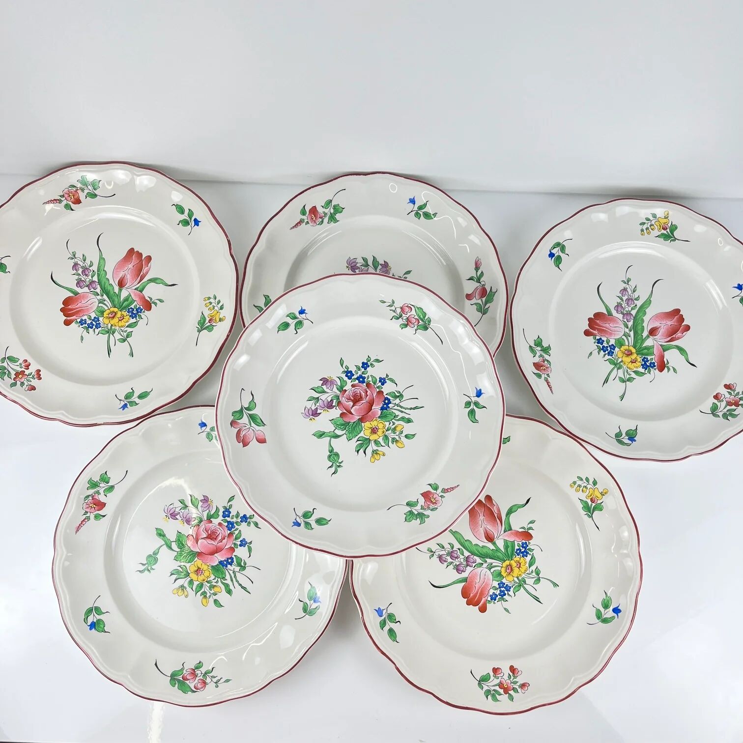 Set of 6 flat plates KG Lunéville – model Réverbère