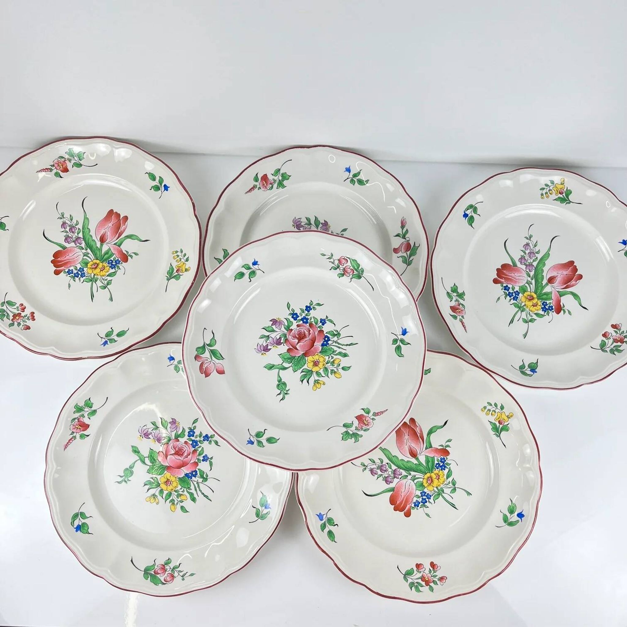 Set of 6 flat plates KG Lunéville – model Réverbère
