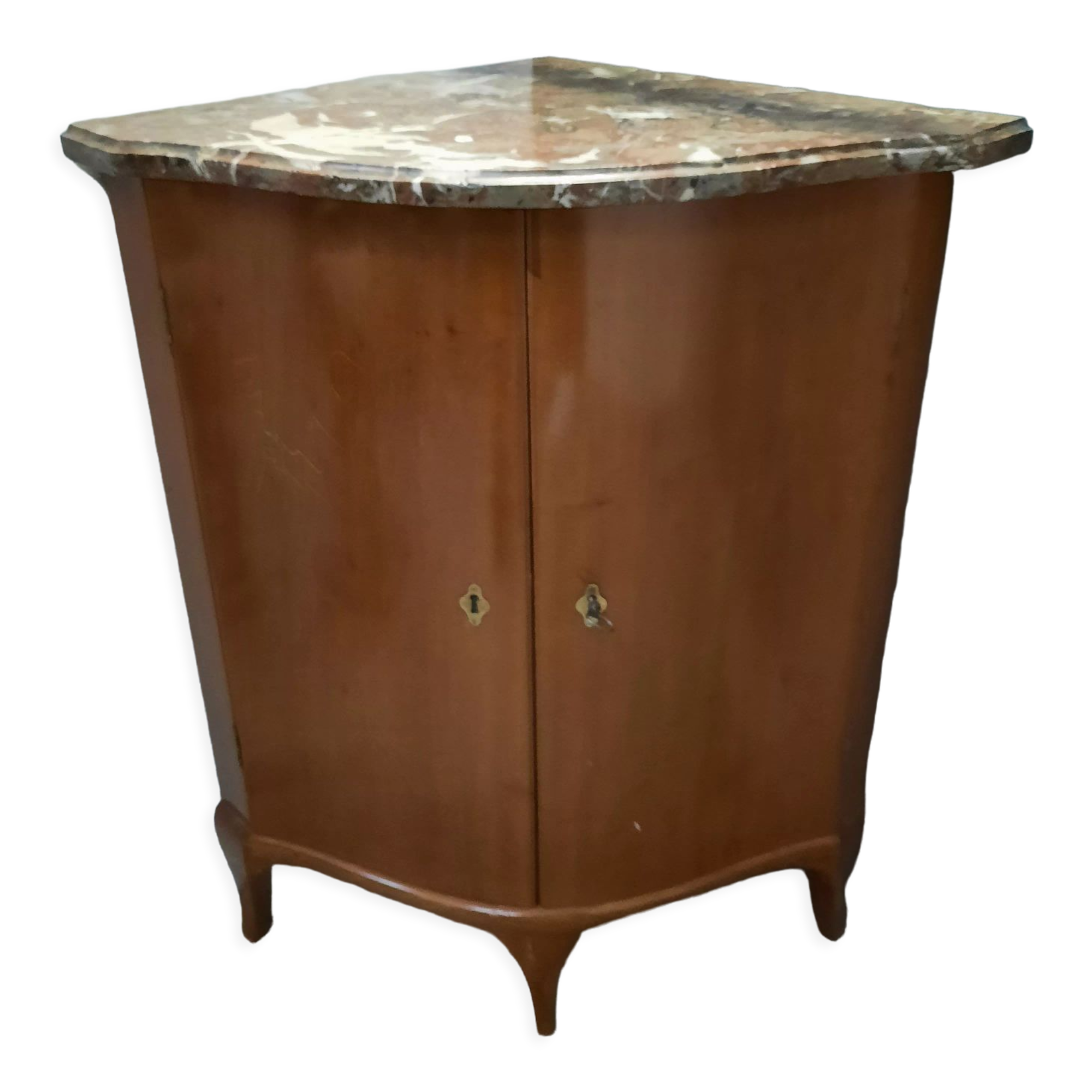 Corner cabinet with 2 doors marble top