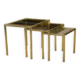 Bamboo imitation brass nesting tables 1980s