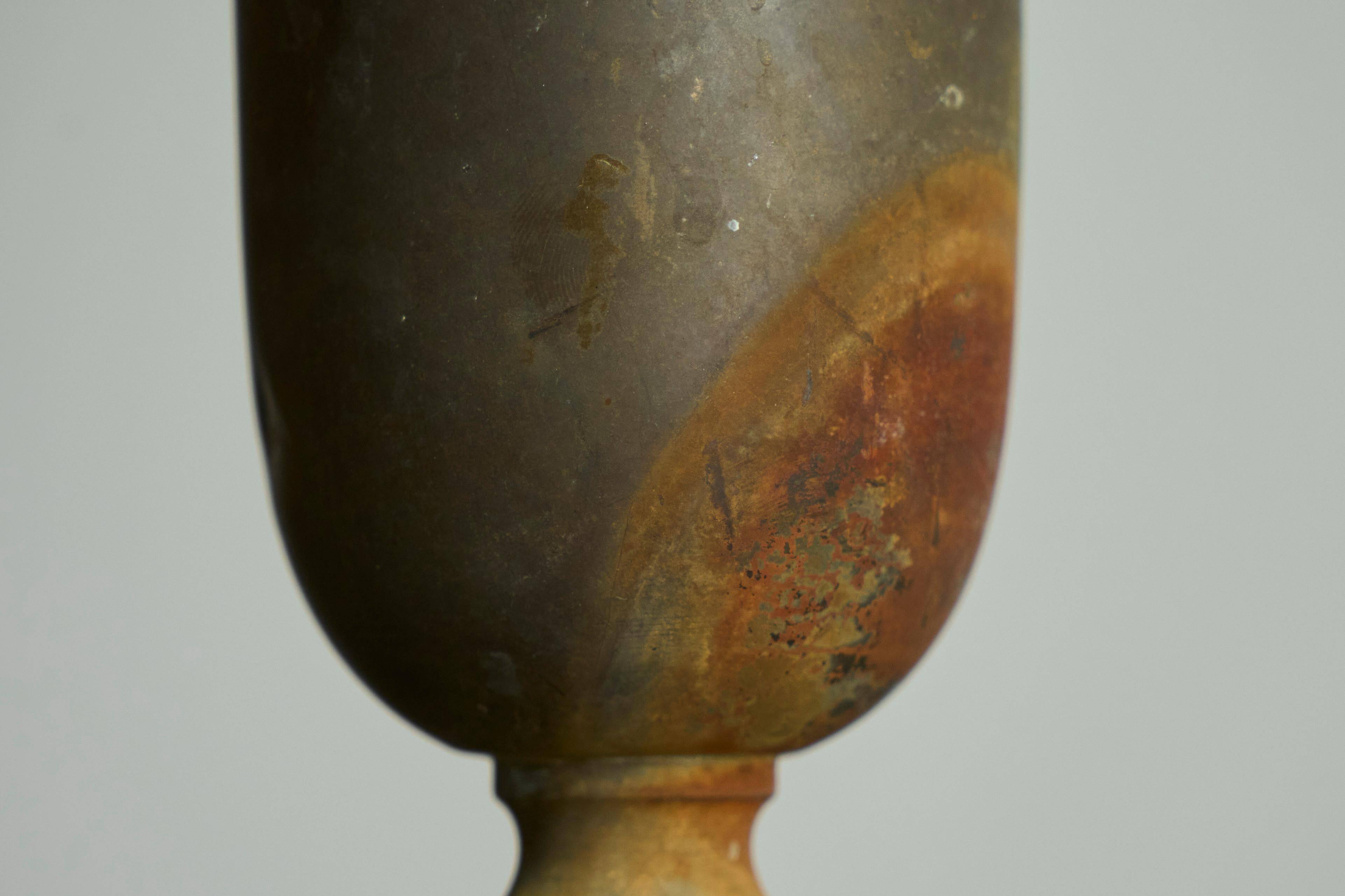 Pair of Art Deco vases in patinated metal