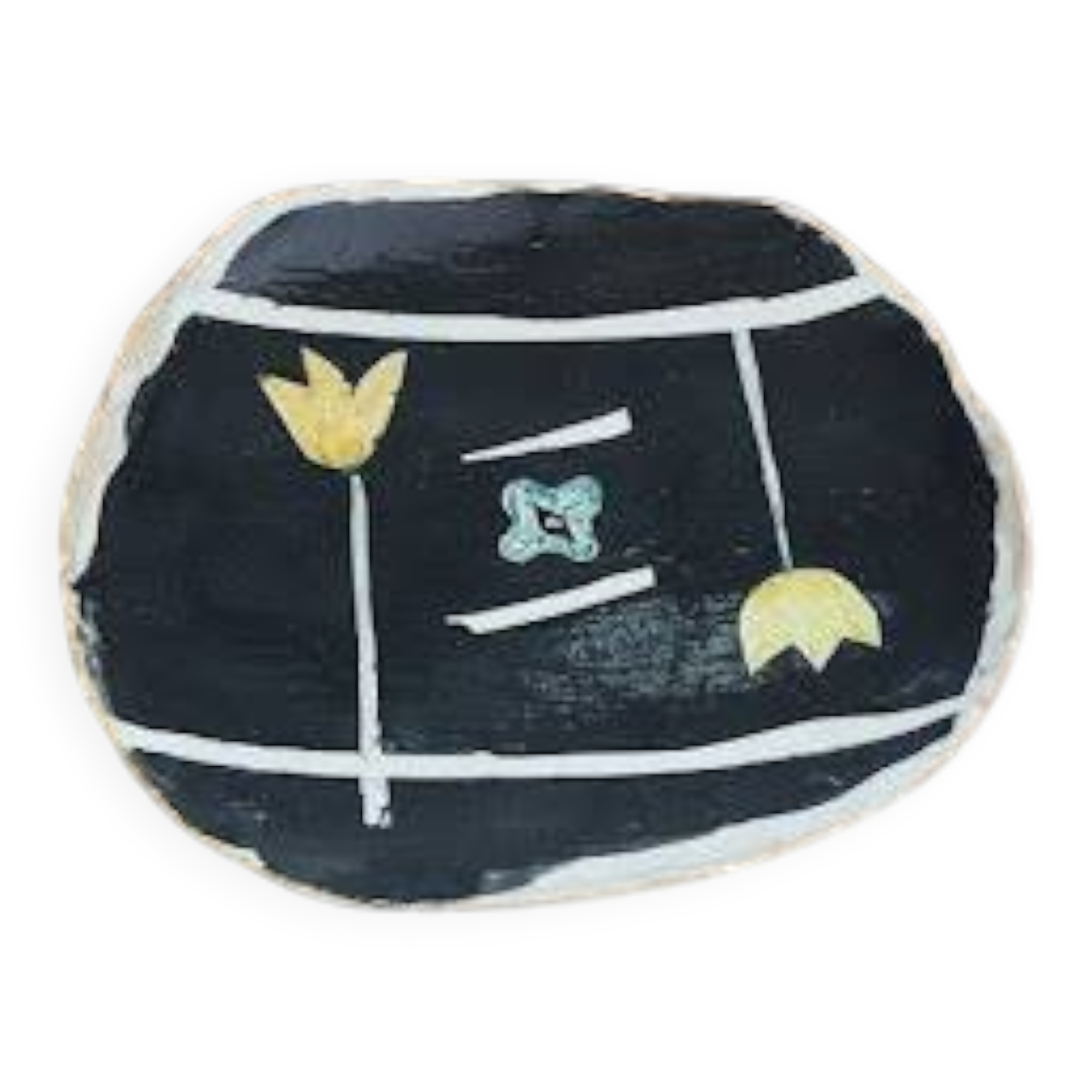 Vintage plate – Abstract decor – 1950s–60s – Handmade ceramics