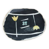 Vintage plate – Abstract decor – 1950s–60s – Handmade ceramics