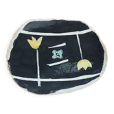 Vintage plate – Abstract decor – 1950s–60s – Handmade ceramics