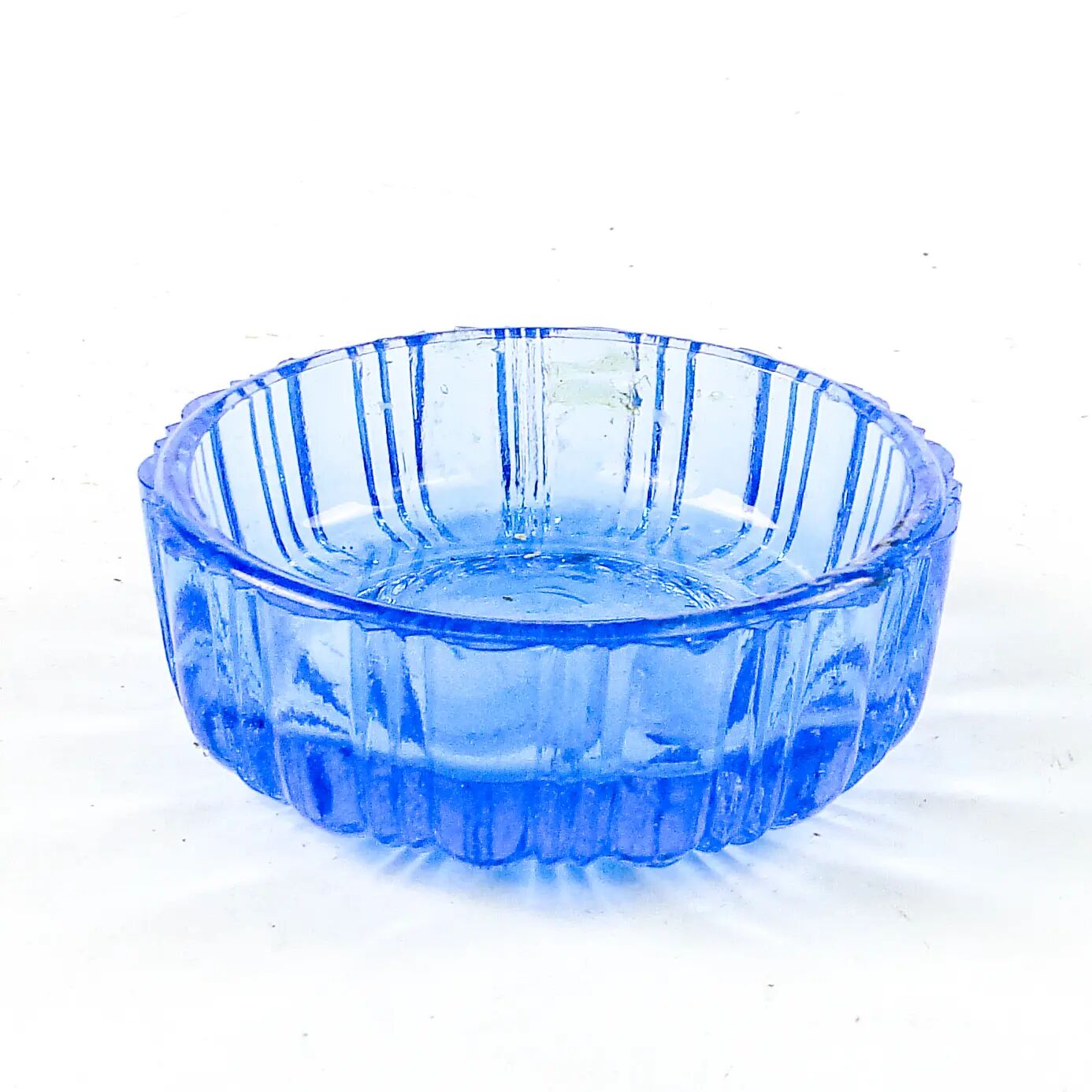 Art Deco salt cellar, orange glass, Ząbkowice, Poland, 1930s