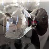 6  petits verres à pieds rétro fumé bordeaux
