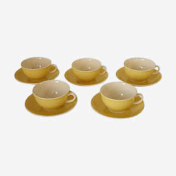 Coffee set 5 yellow cups Villeroy & Boch vintage