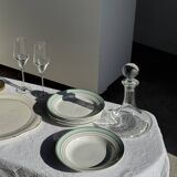 Set of 8 antique turquoise deep plates with a gold rim D22.5