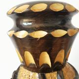 Vintage Hand Carved Wooden Vase: Grapevine Motif, 1970s Yugoslavia