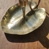 Vintage candle holder in golden brass