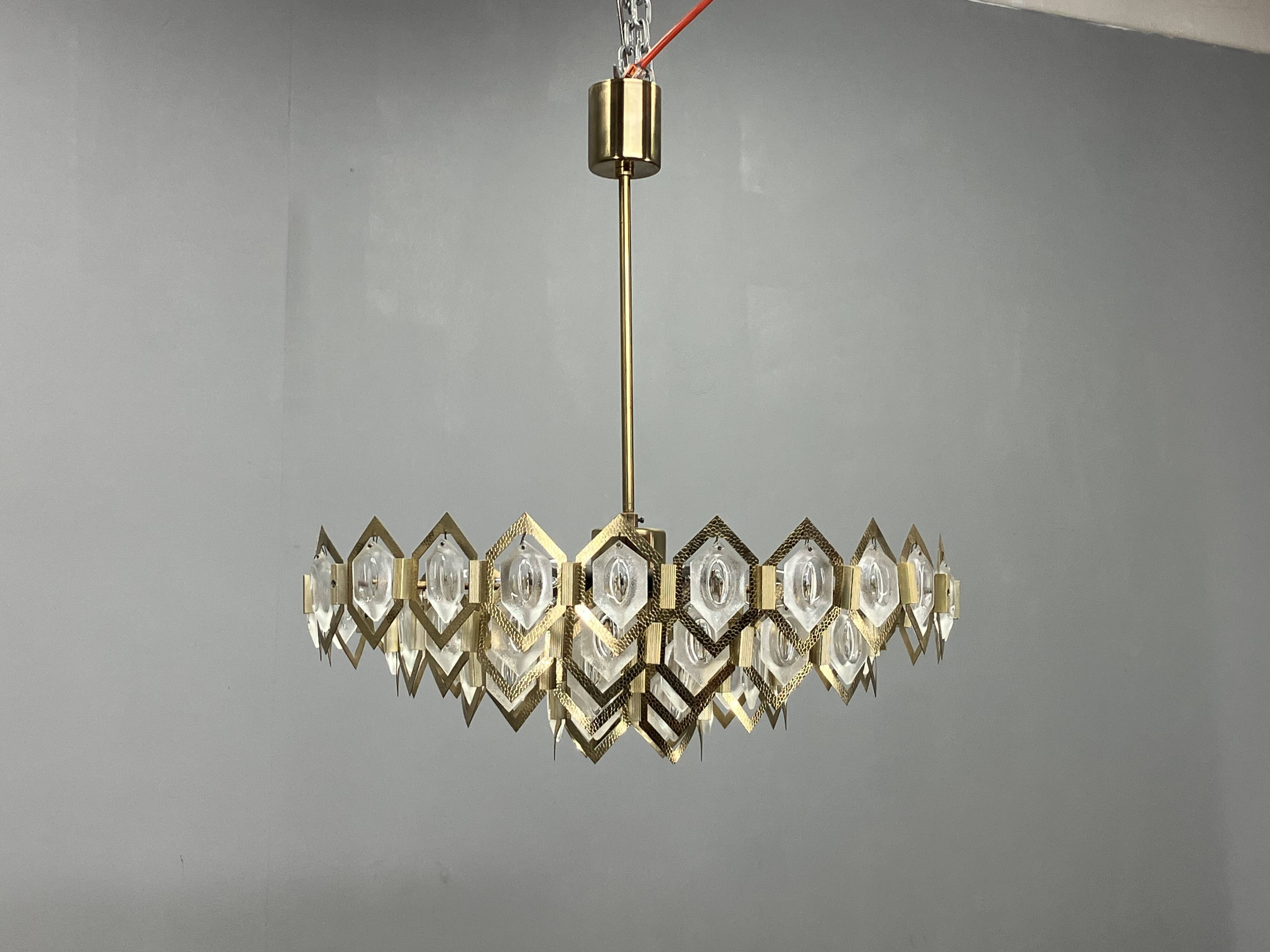 1960s Faceted Glass Chandelier by Jaroslav Bejvl for Kamenicky Senov