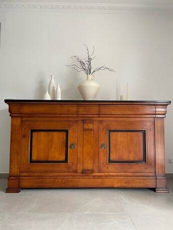High-end walnut/hazelnut wood buffet handmade – French manufacturing