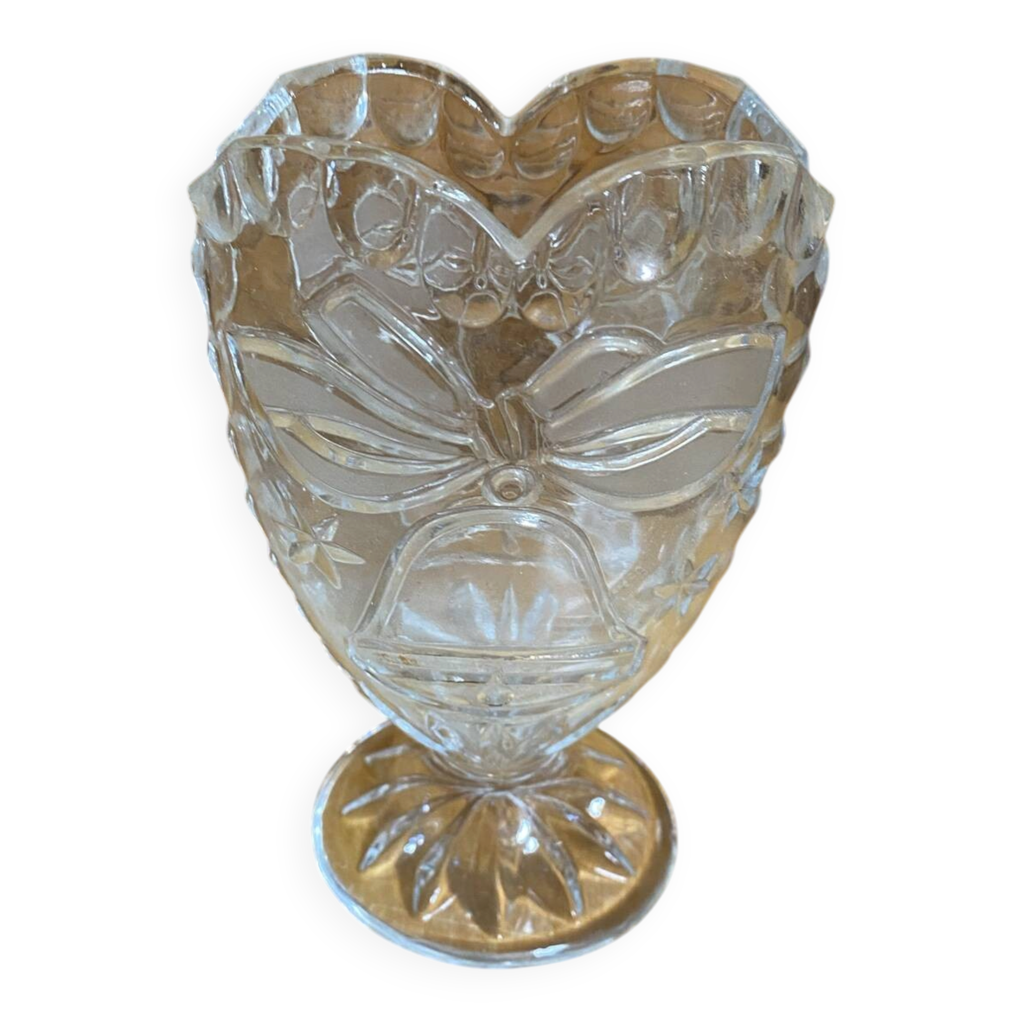 Antique Vase ANNA HUTTE Cut Crystal Bell Shape Vintage #E165