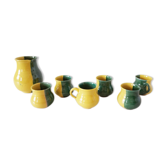 Two-tone yellow and green coffee service