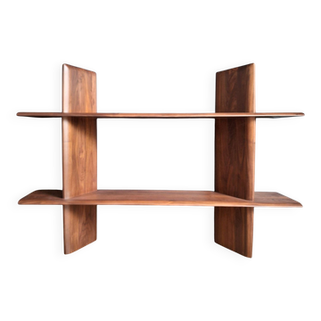 Solid walnut library, Iloss AMPM, shelving unit