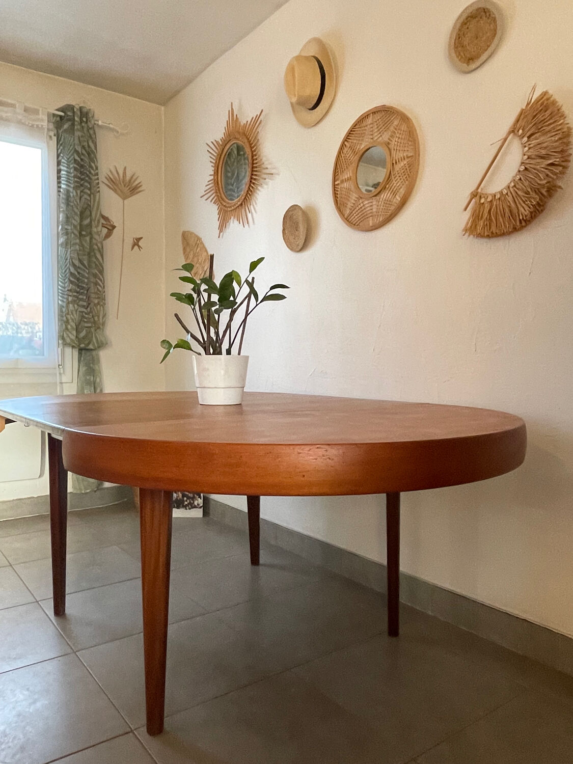 Table en teck vintage NF 2 rallonges