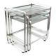 3 Seventies aluminium glass nesting tables
