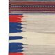 Wool Kilim Rug Earthy Beige, Vibrant Blue & Red 128 x 116 cm