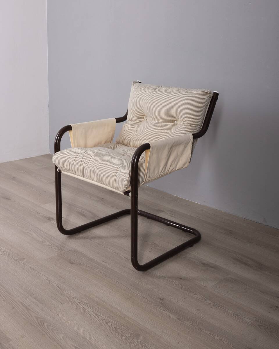 Vintage 70's metal and fabric armchair, scandinavian design