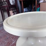Set of two circular cream plastic sofa ends, 60s/70s