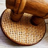3 rattan and opaline wall lights