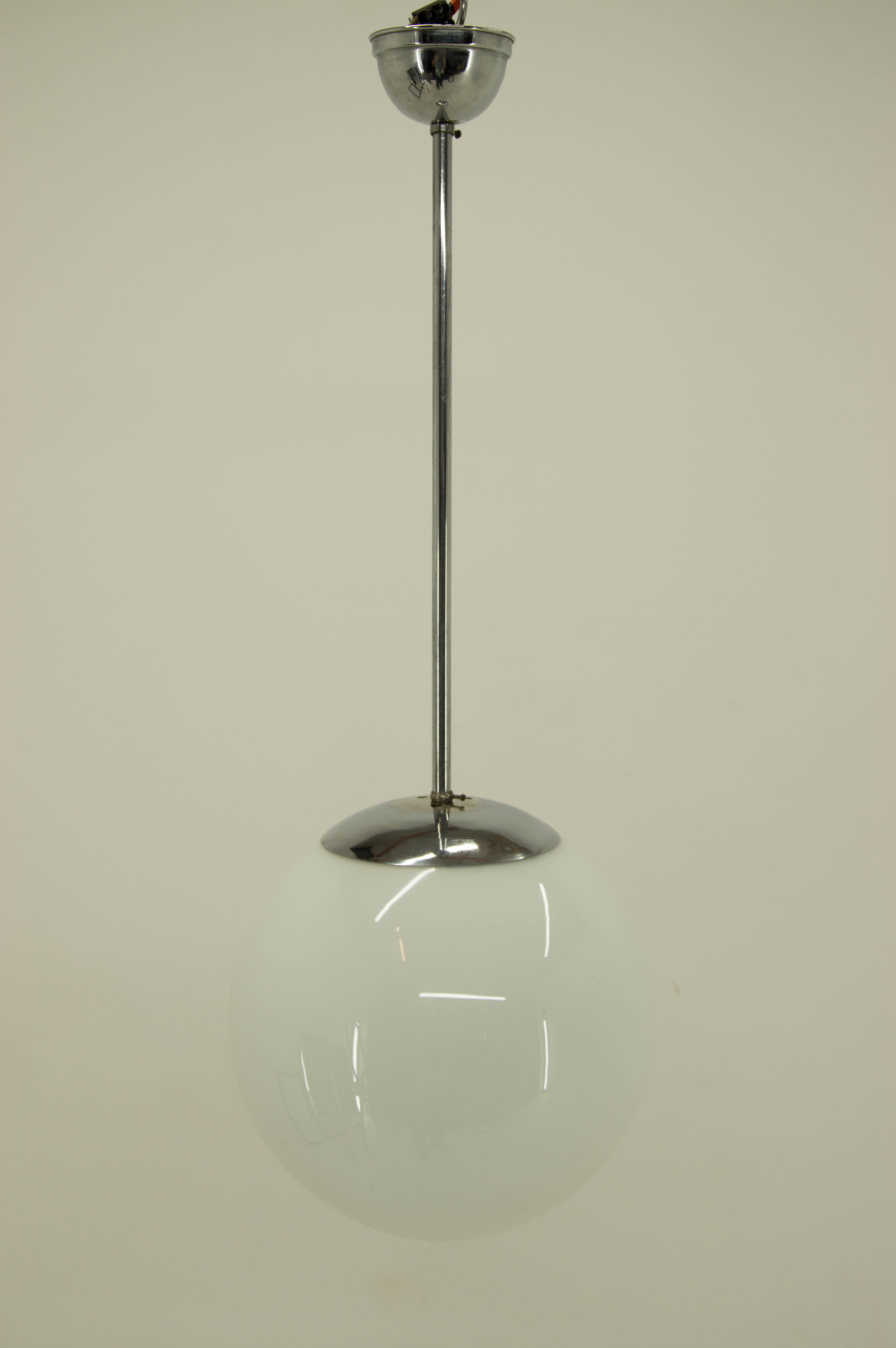 Chrome-plated minimalistic chandelier, 1930s