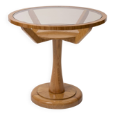 Table occasionnelle / console en frêne et verre fumé, années 1950, Tchécoslovaquie