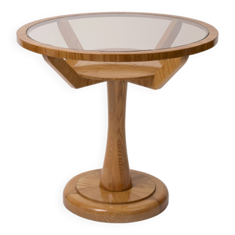 Ocassionall / console table in ash and smoked glass , 1950s, Czechoslovakia