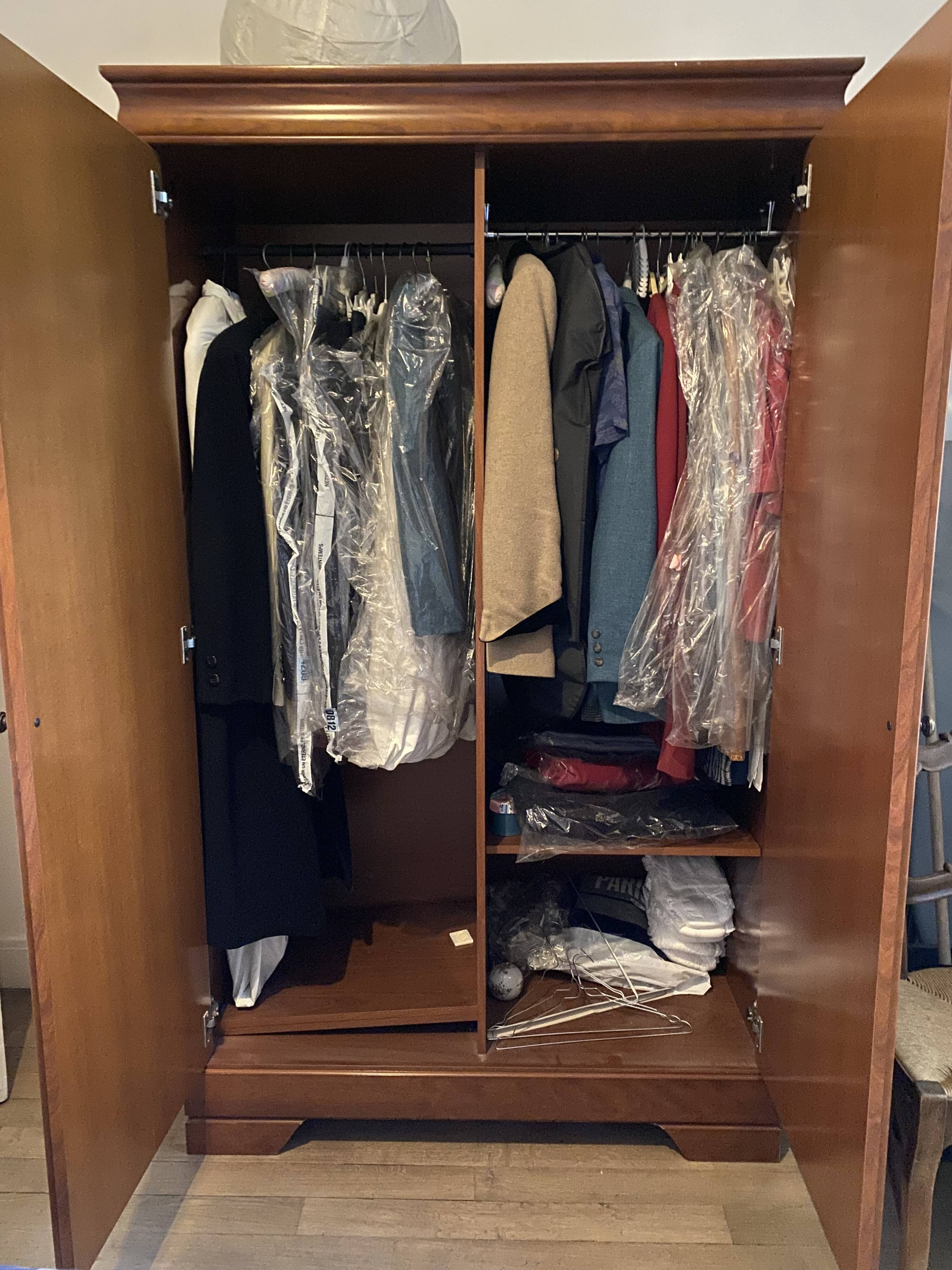 Antique solid wood wardrobe – classic lines, beautiful patina