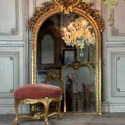 Mirror, Louis XVI Mantelpiece in Carved and Gilded Wood, 18th Century