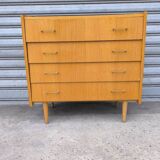 Compass foot chest of drawers in blond oak 1960