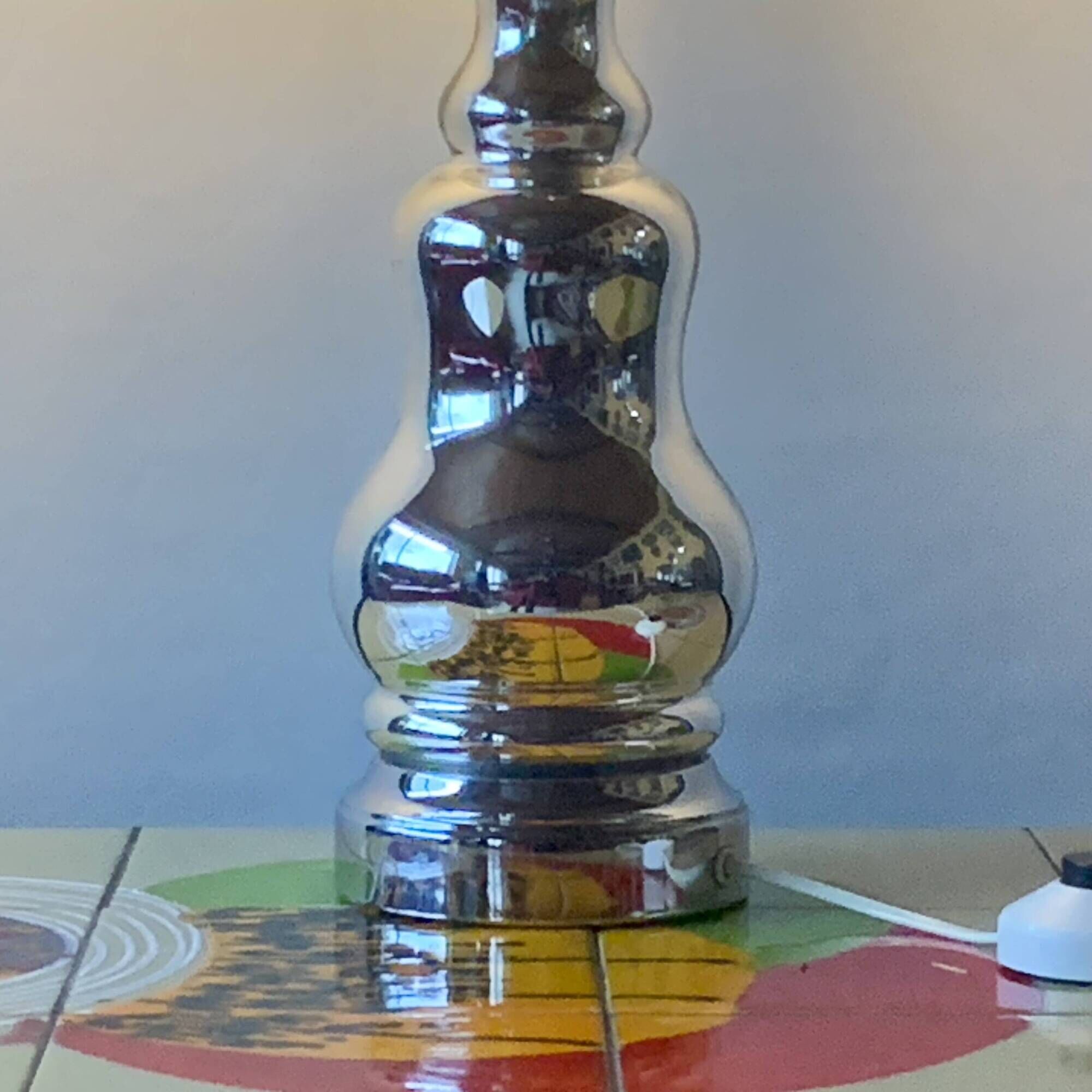 Grand pied de lampe vintage en verre mercuré - 1960.