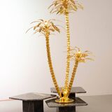 Exquisite Italian Golden Palm Tree Floor Lamp with 3 Sparkling Branches 70s