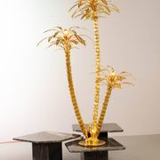 Exquisite Italian Golden Palm Tree Floor Lamp with 3 Sparkling Branches 70s