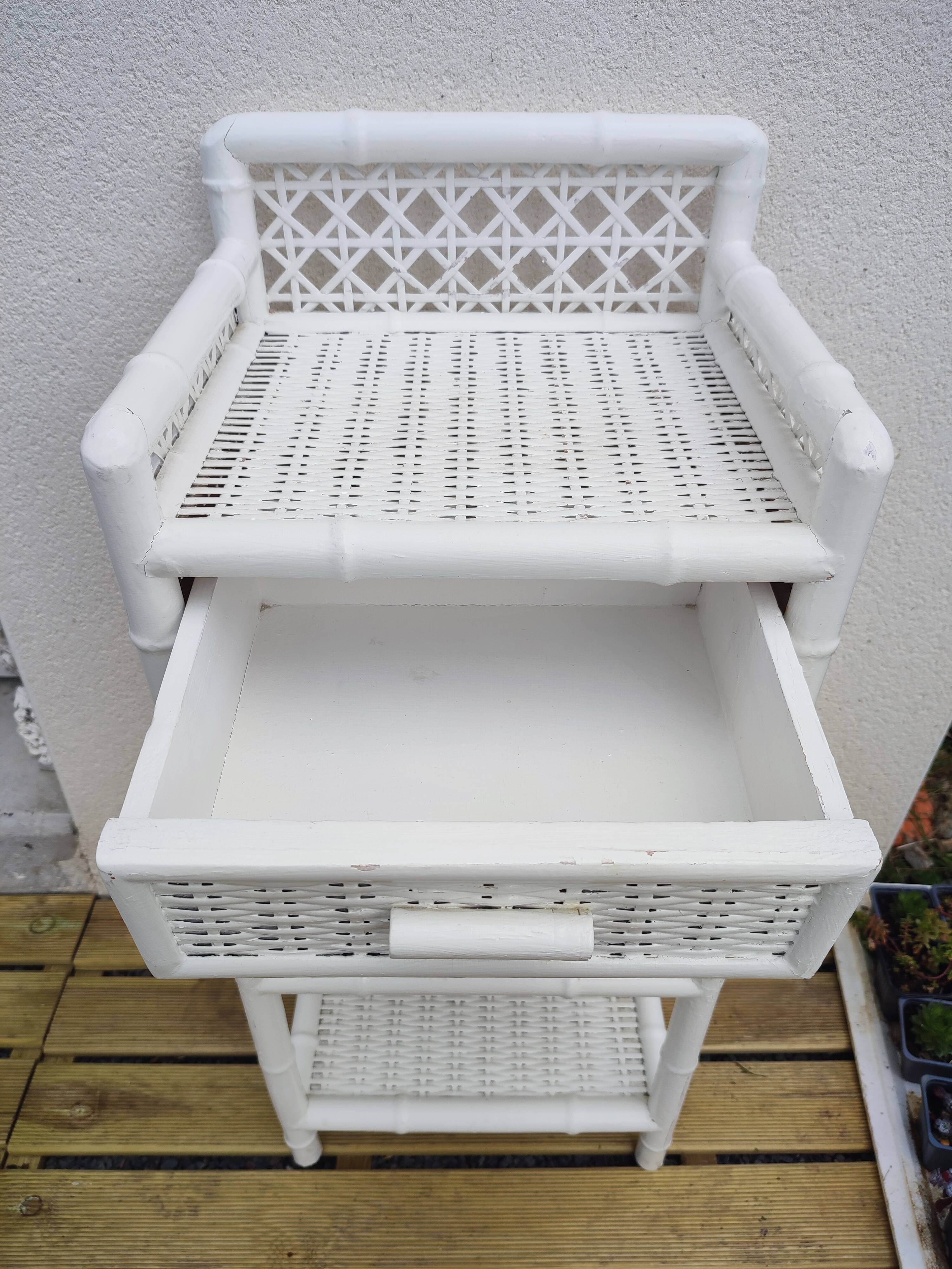 Rattan and cane shelf, 1970s-80s