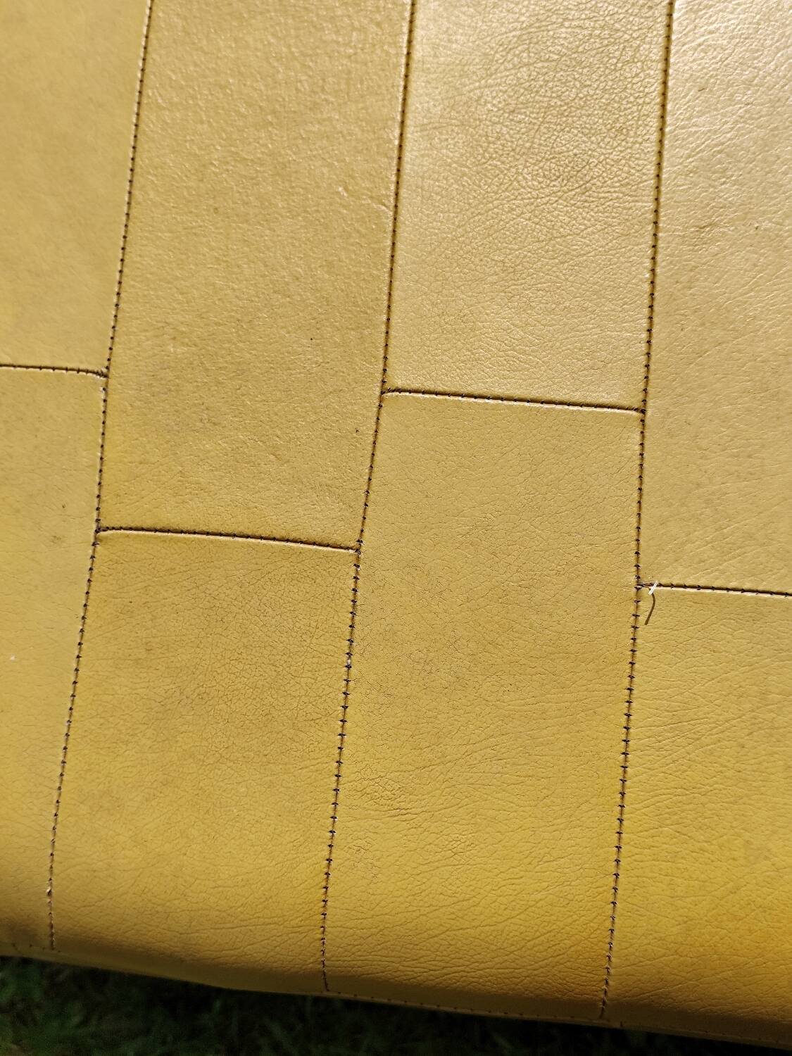 Pouf, cubic synthetic leather stool