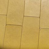 Pouf, cubic synthetic leather stool