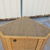 Rattan corner cupboard 1970