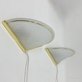 Set of Vintage Glass Wall Lamps with Gold Holder, 1970s