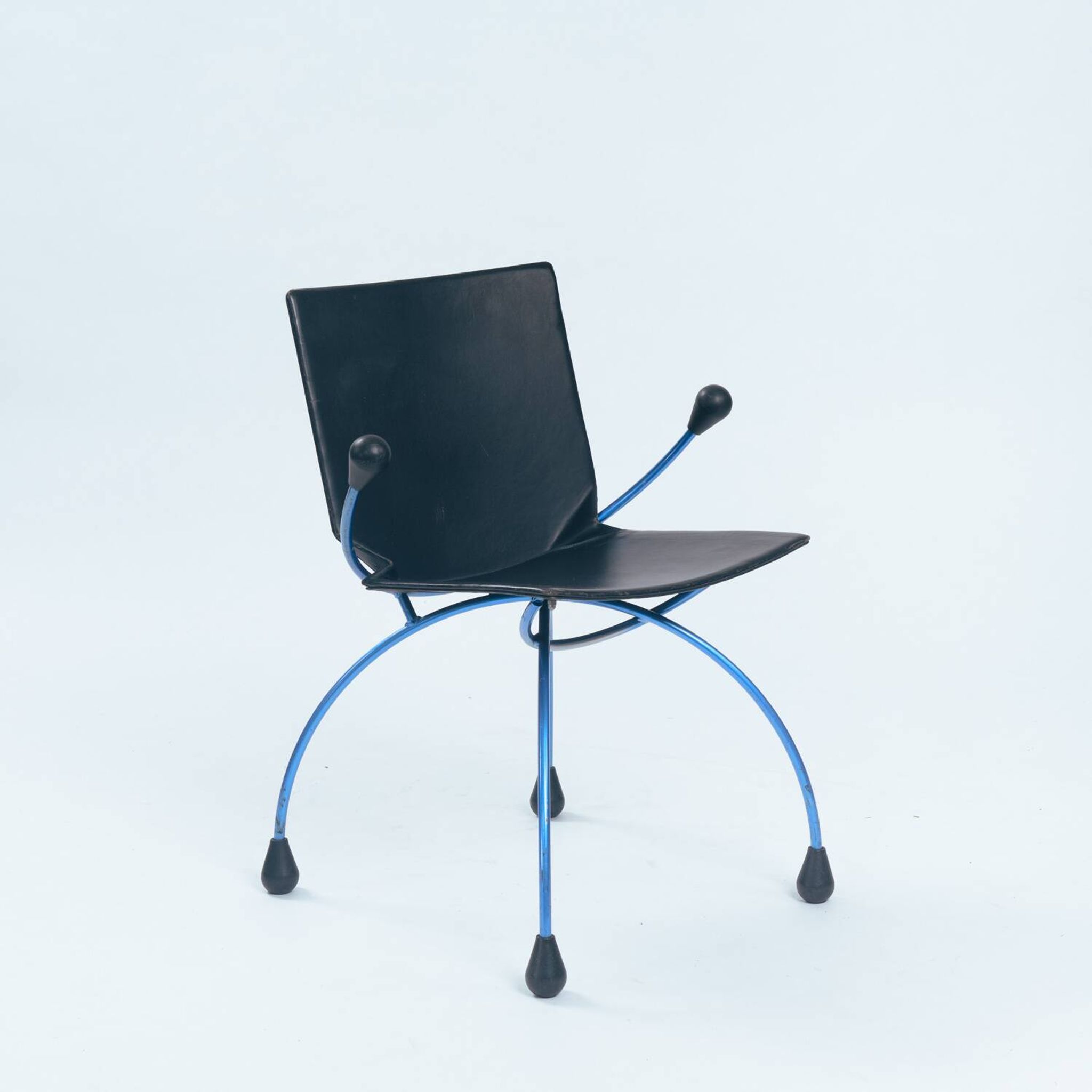 Postmodern metal leather chair by Boonzaaijer Mazairac, 1980s, Netherlands