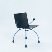 Postmodern metal leather chair by Boonzaaijer Mazairac, 1980s, Netherlands