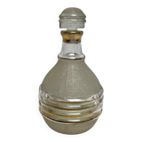Art Deco, frosted glass liqueur bottle with gold trim circa 1940.