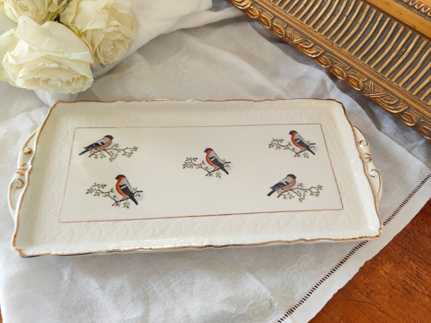 Ceranord St Amand cake dish - bird motifs